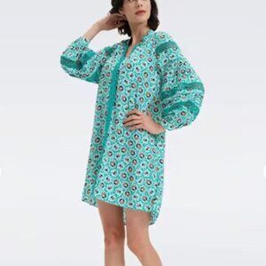 Diane Von Furstenberg Jessica Balloon Sleeve Crepe Mini Dress Boho - XS